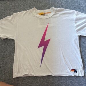 Aviator Nation Purple Lightning Bolt White Tee